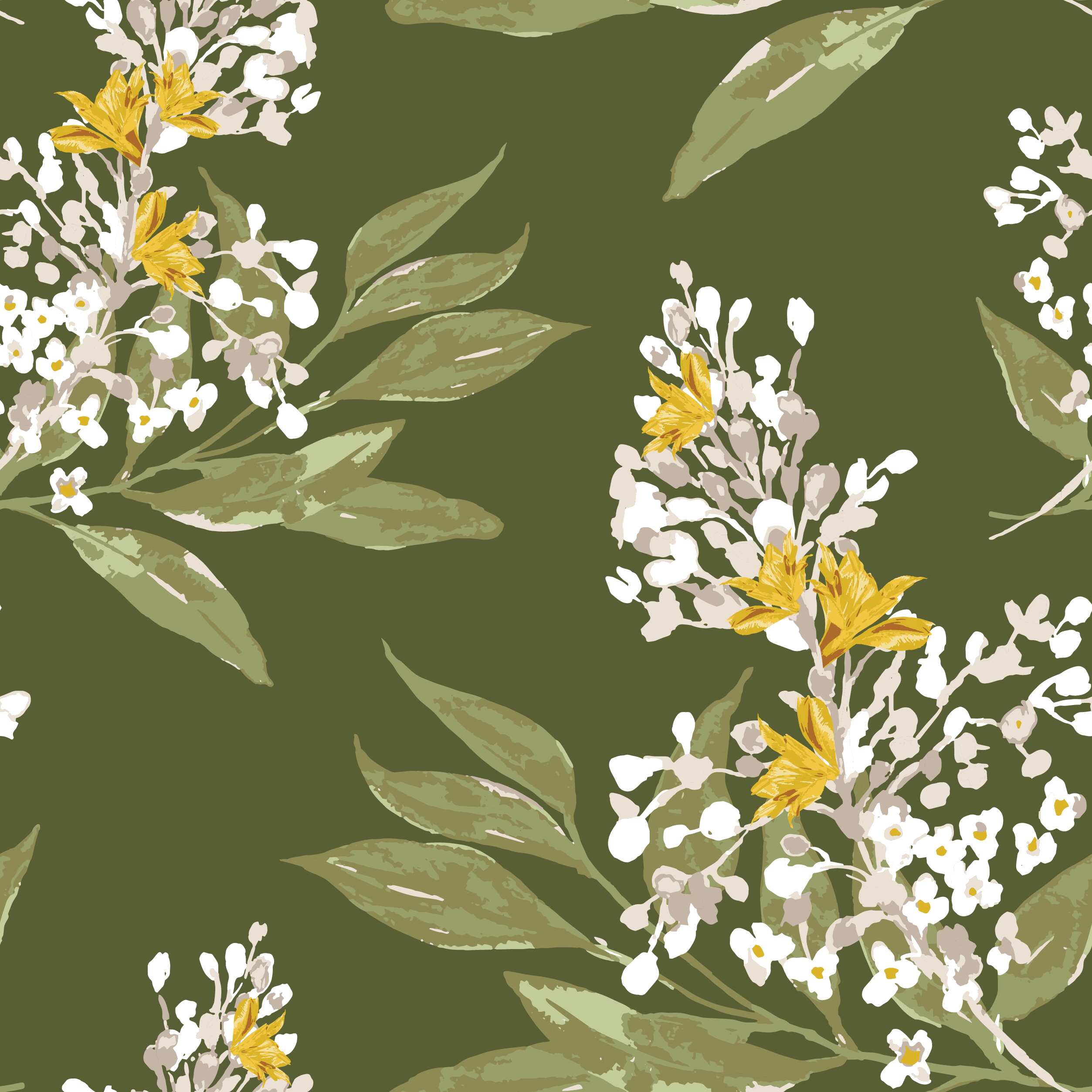 Green Floral Print