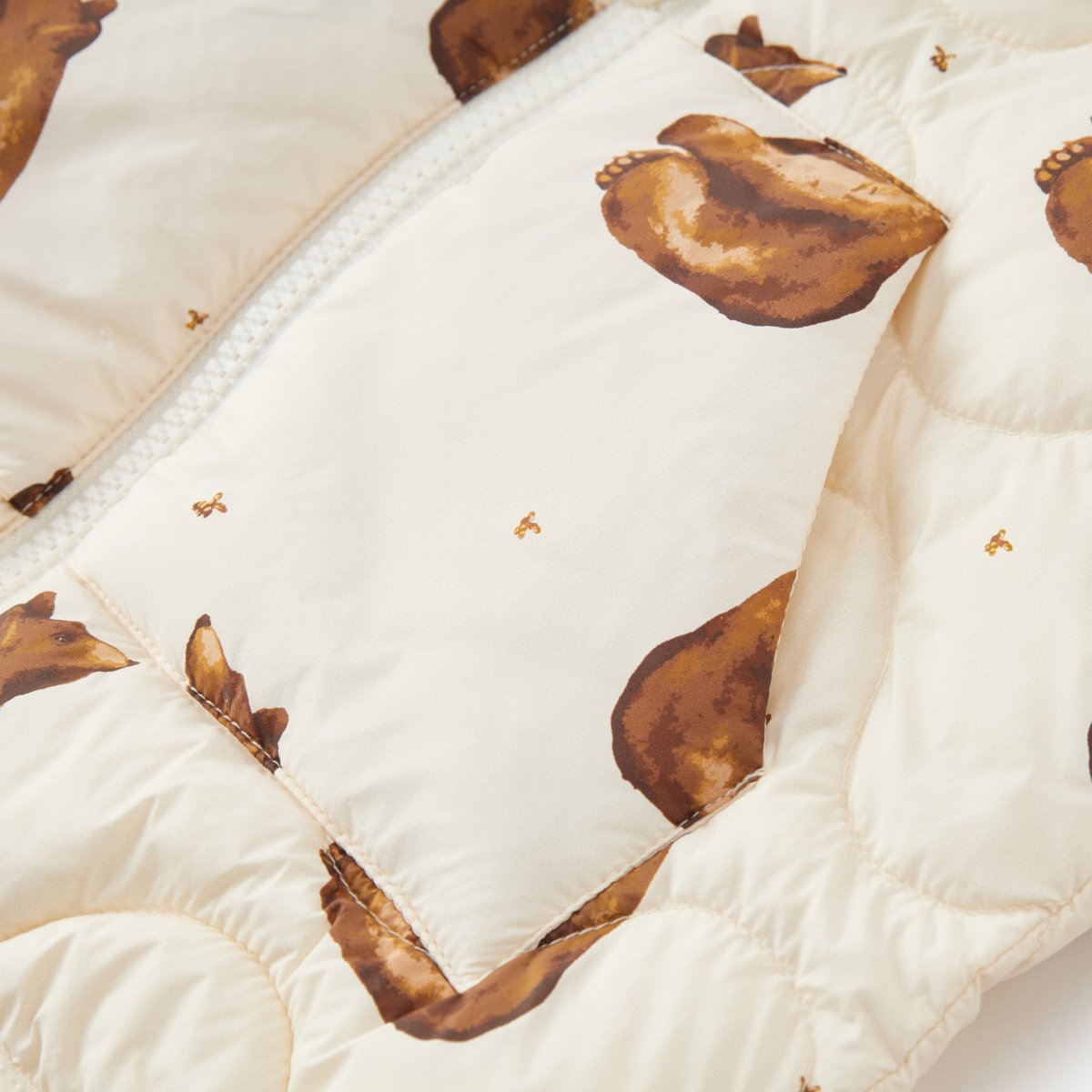 Honey Bear Lightweight Down Hooded Jacket Pocket