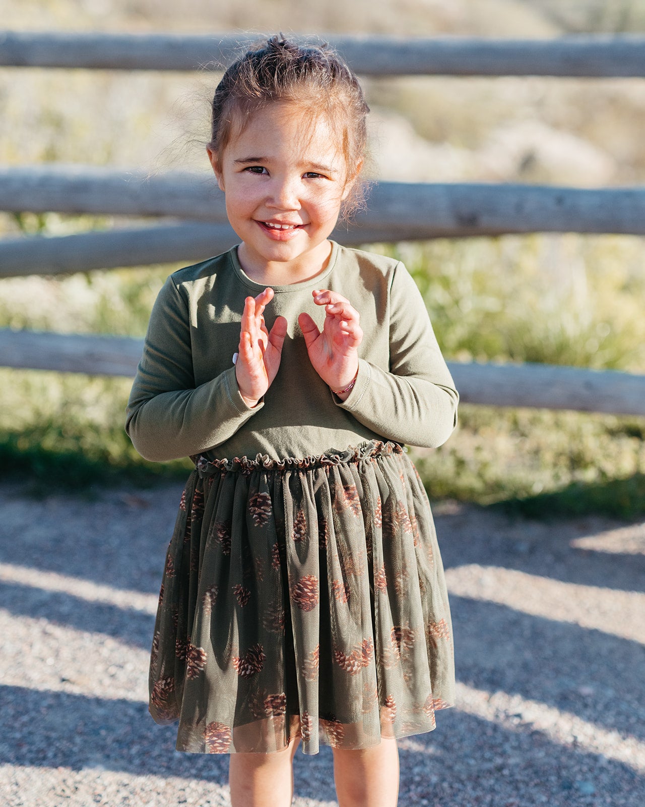 Pinecone Cotton Stretch Long Sleeve Ballet Dress