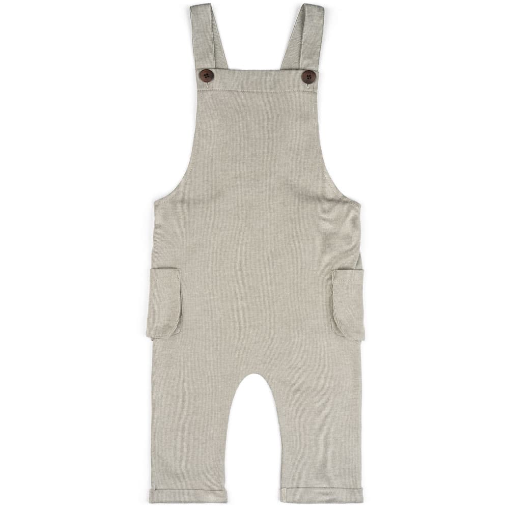 Baby or Child's Overalls in the Organic Cotton and Bamboo Blend Grey Pinstripe Fabric by Milkbarn Kids
