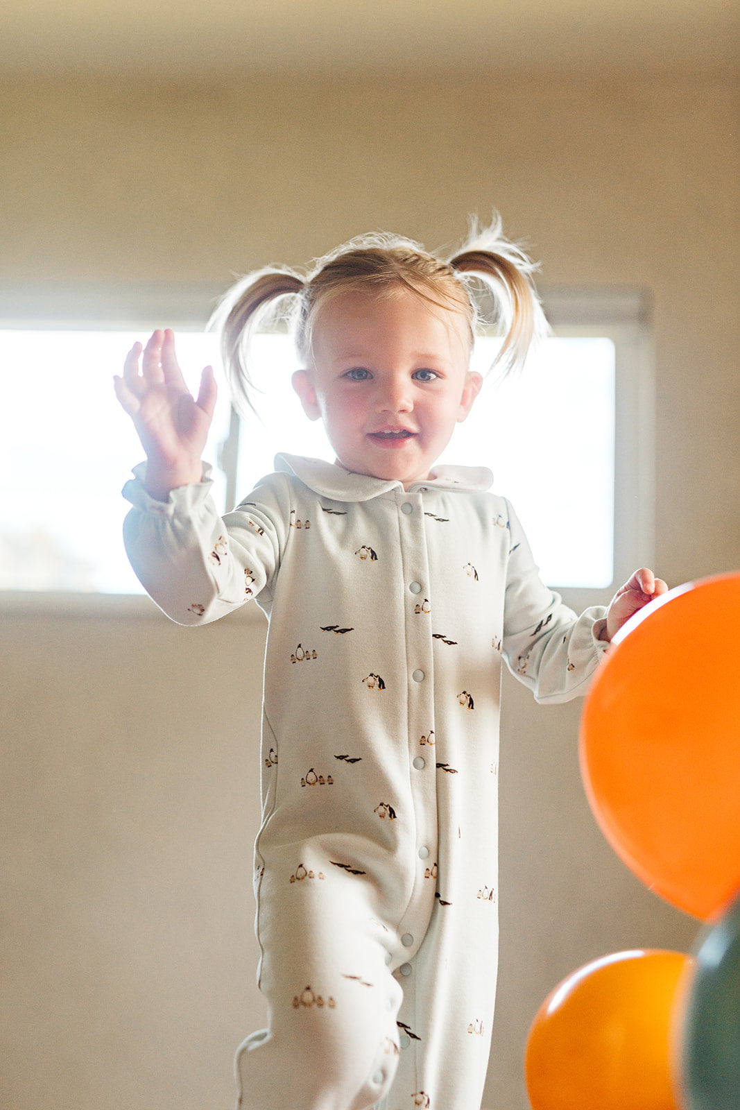 Lil' Penguin Stretch Fleece Collar Jumpsuit