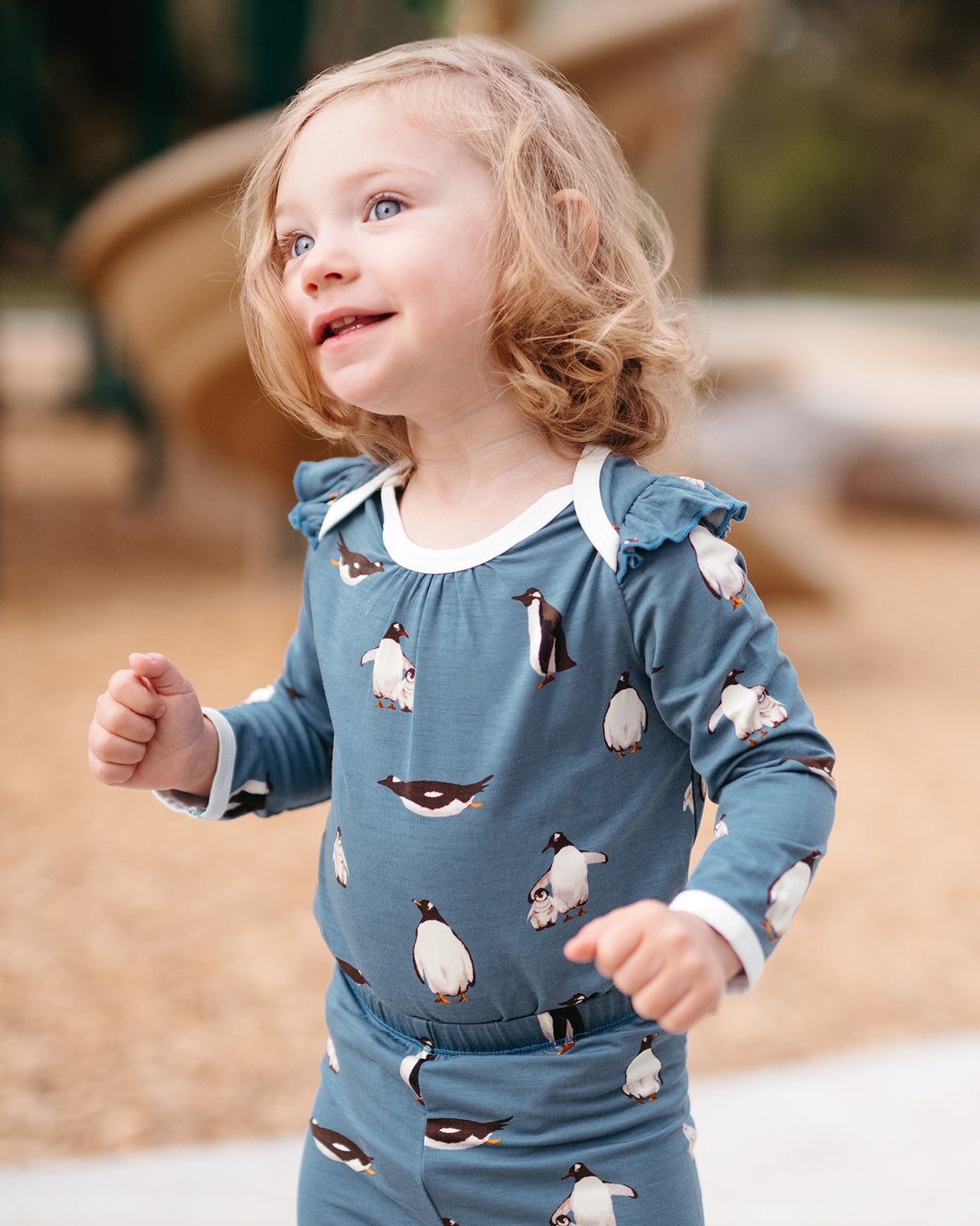 Chipmunk Luxe Stretch Ruffle Long Sleeve One Piece