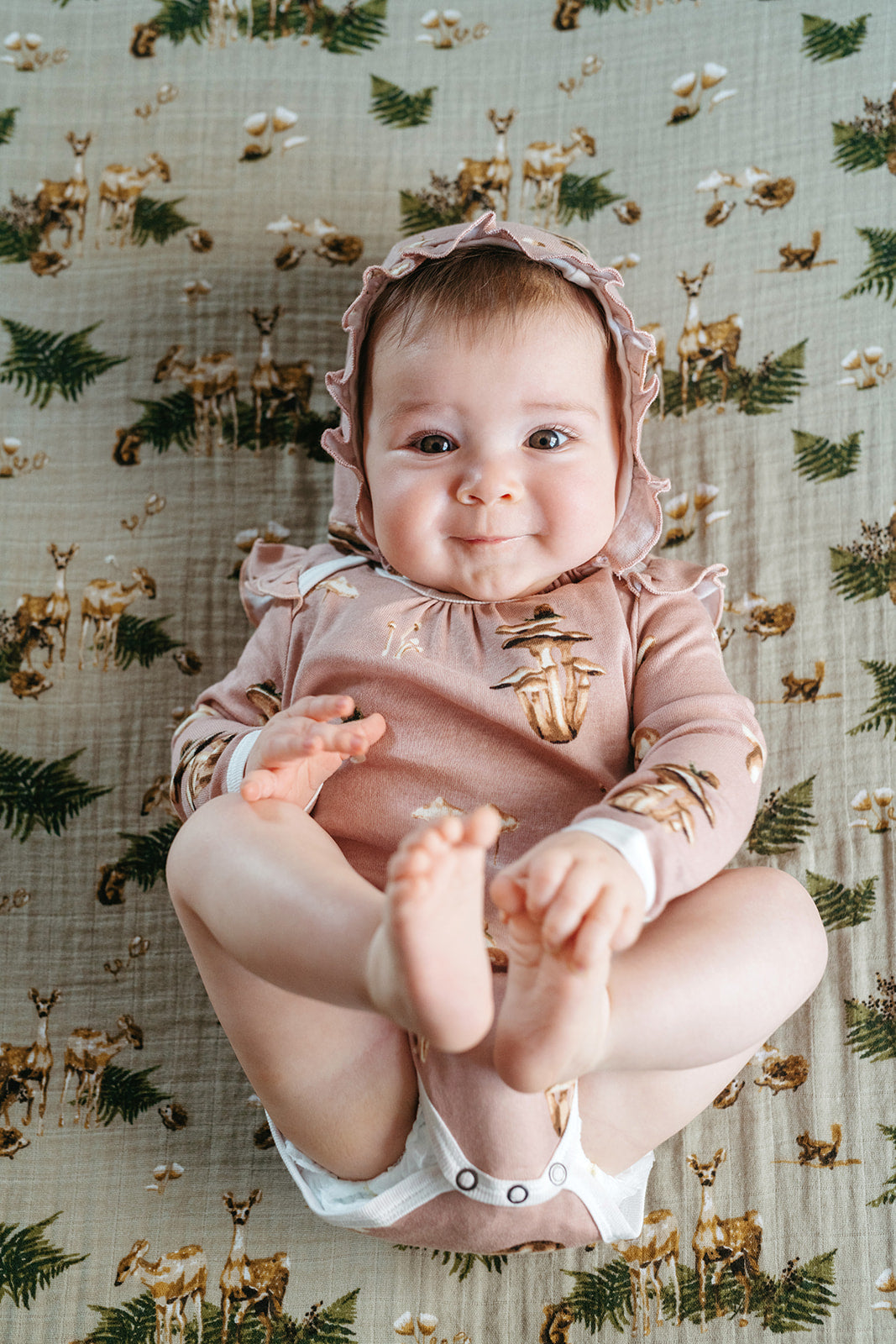 Chipmunk Luxe Stretch Ruffle Long Sleeve One Piece