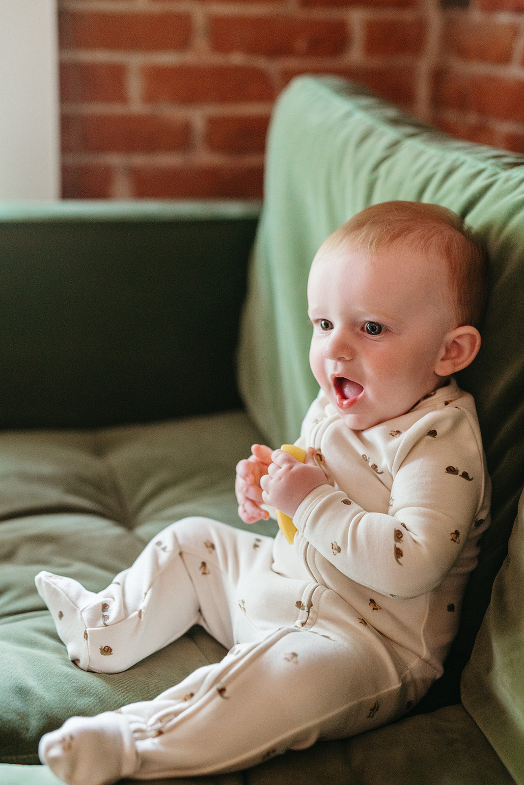 Lil' Mushroom Stretch Fleece Zipper Footed Romper