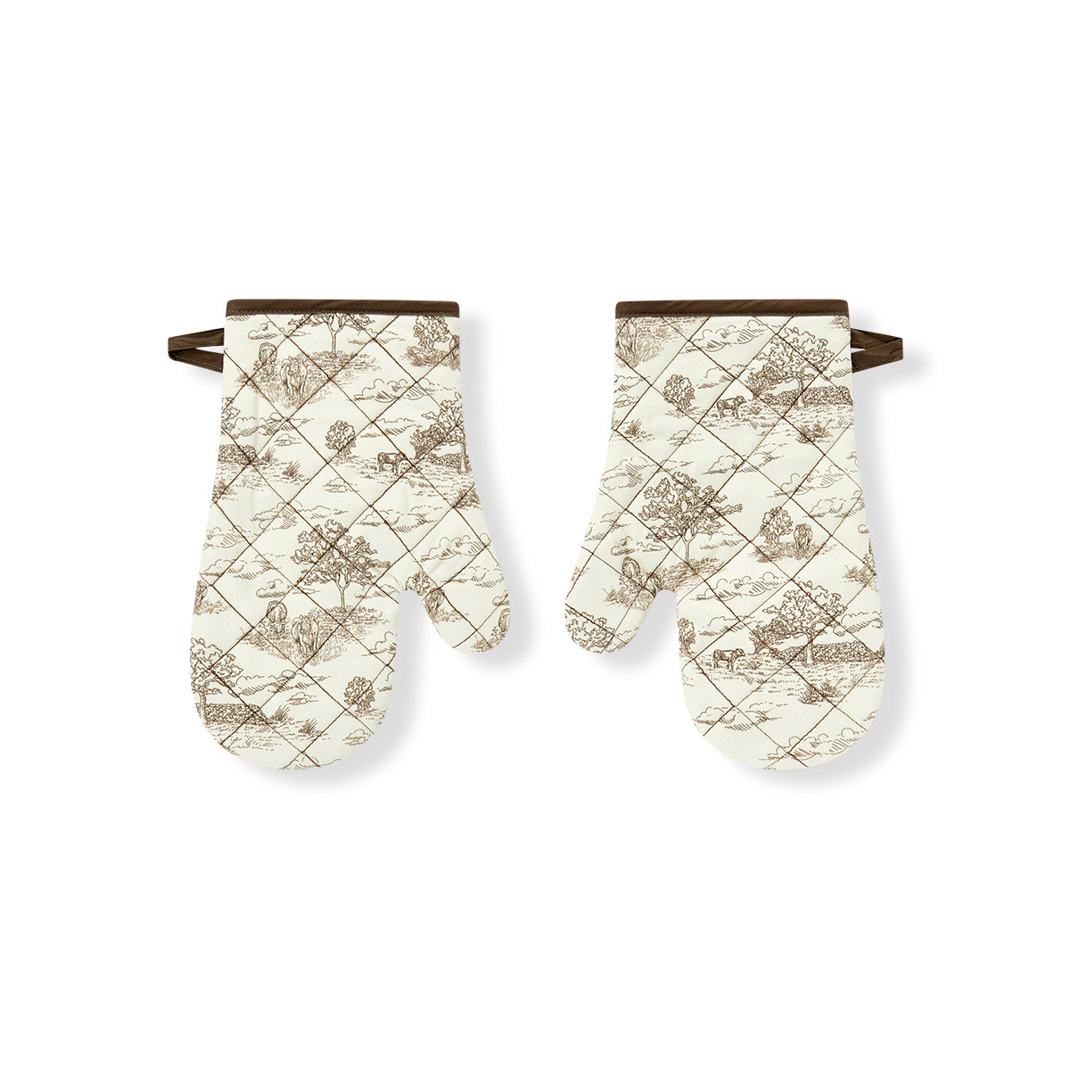 Country Toile Oven Mitt Set