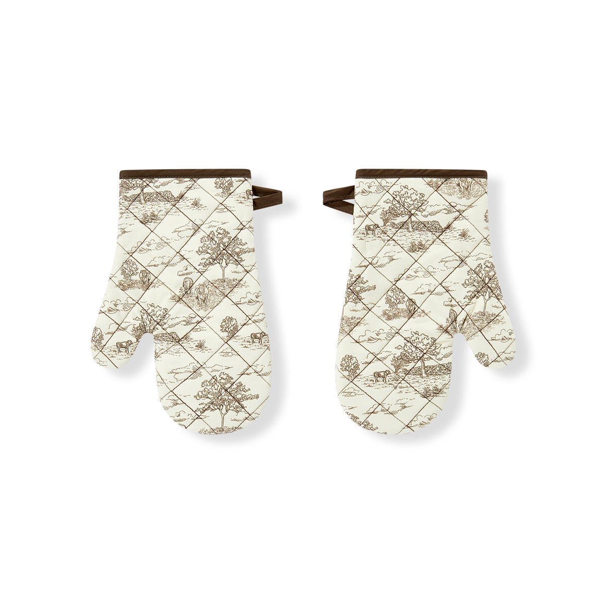 Country Toile Oven Mitt Set