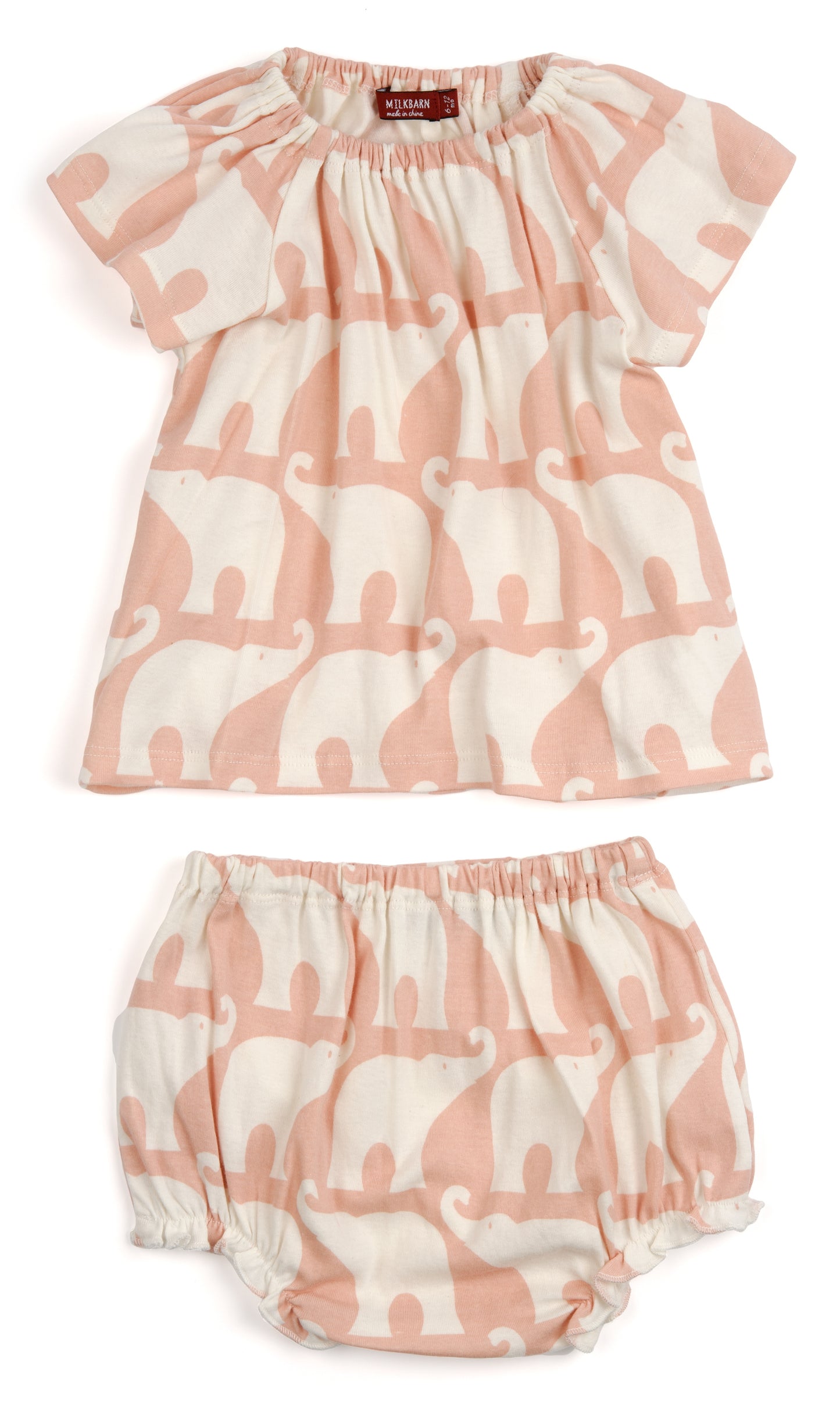 Rose Elephant Organic Cotton Dress & Bloomer Set