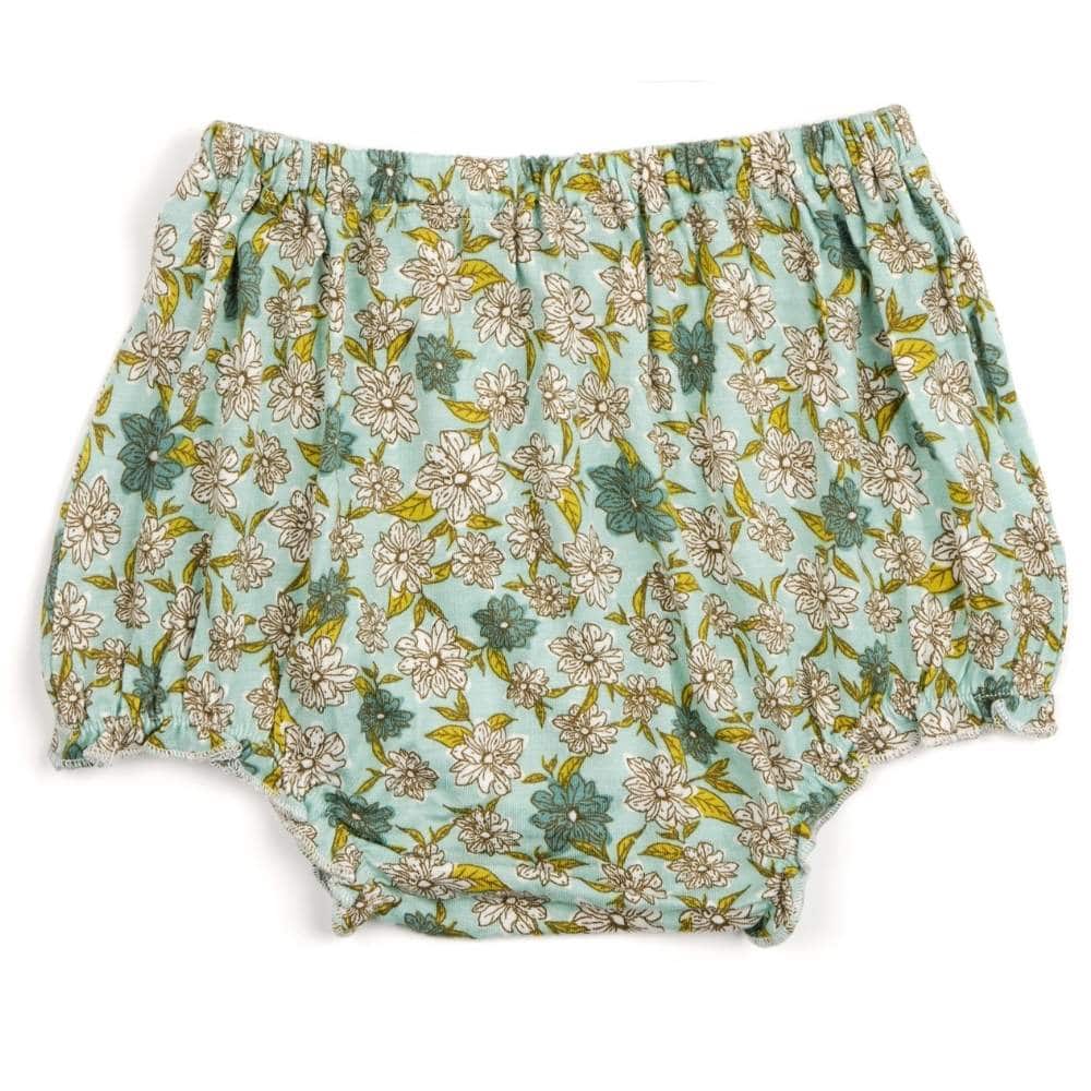 Blue Floral Bamboo Dress and Bloomers Bottoms by Milkbarn Kids