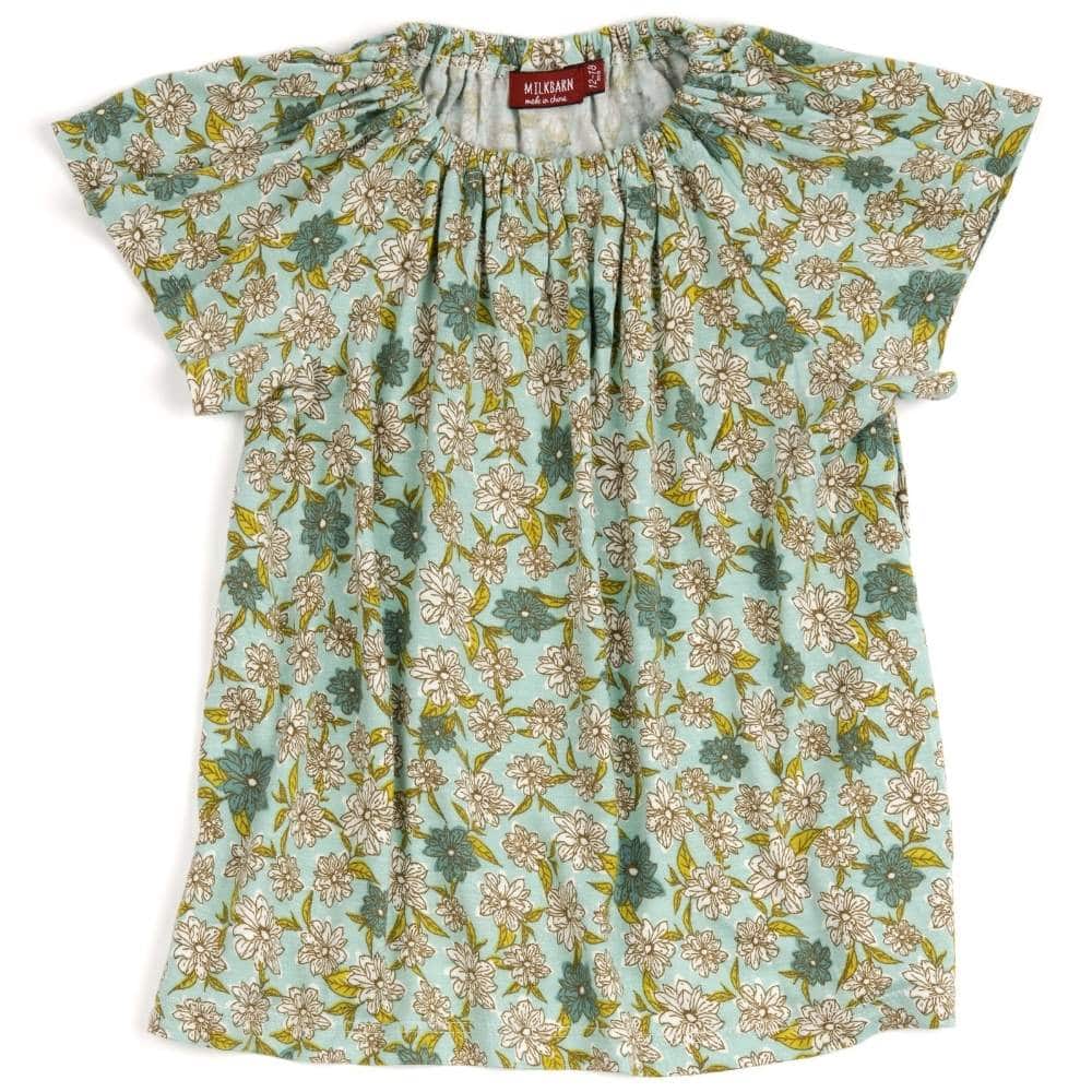 Blue Floral Bamboo Dress and Bloomers Top by Milkbarn Kids