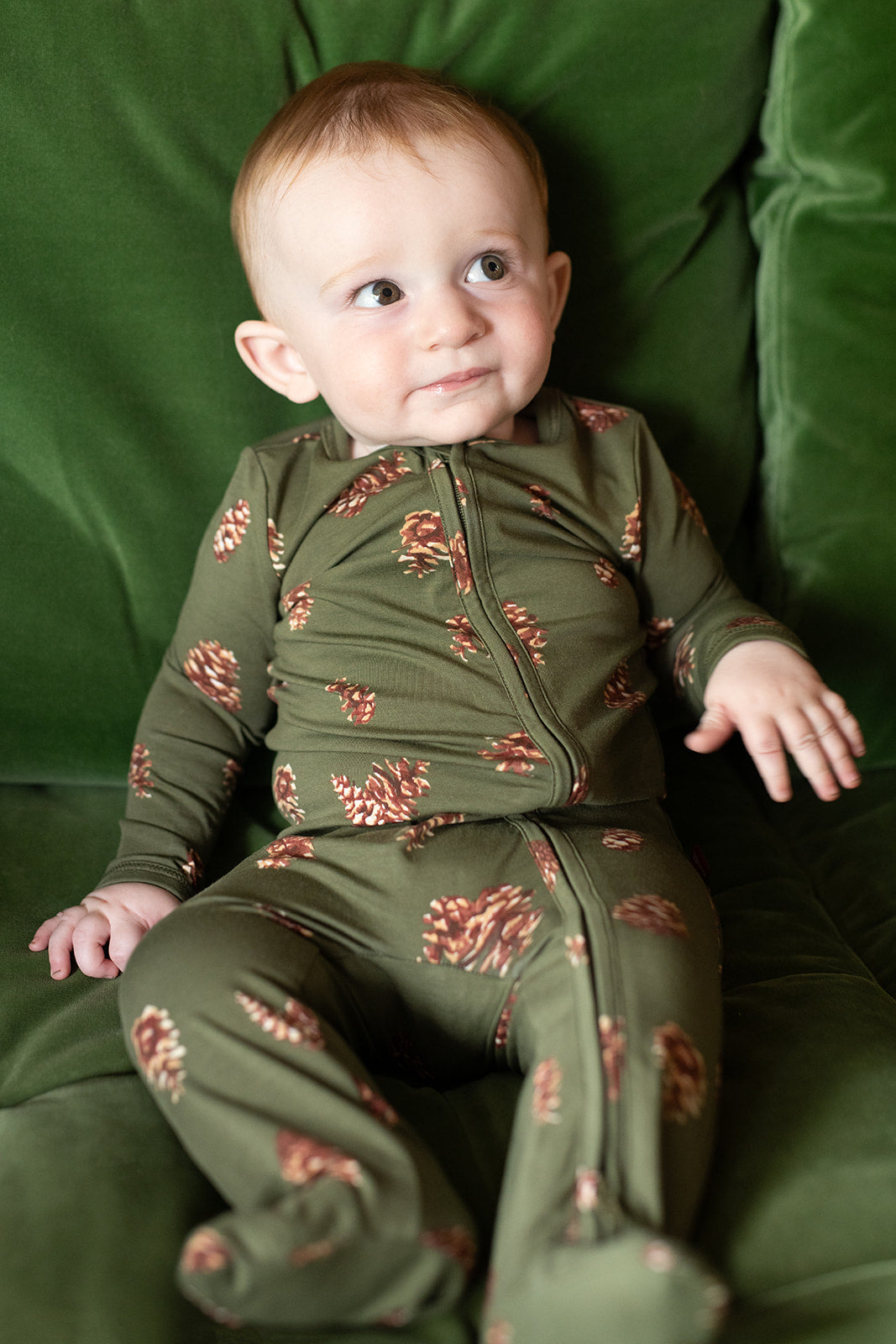 Pinecone Cotton Stretch Zipper Footed Romper