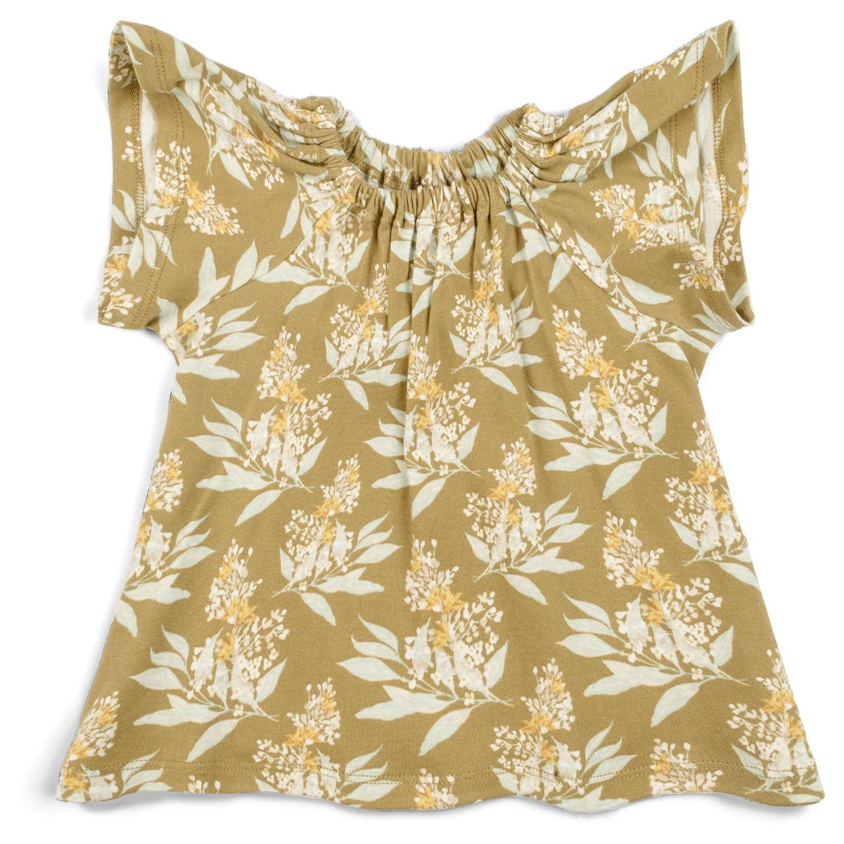 14139 - Gold Floral Dress Top