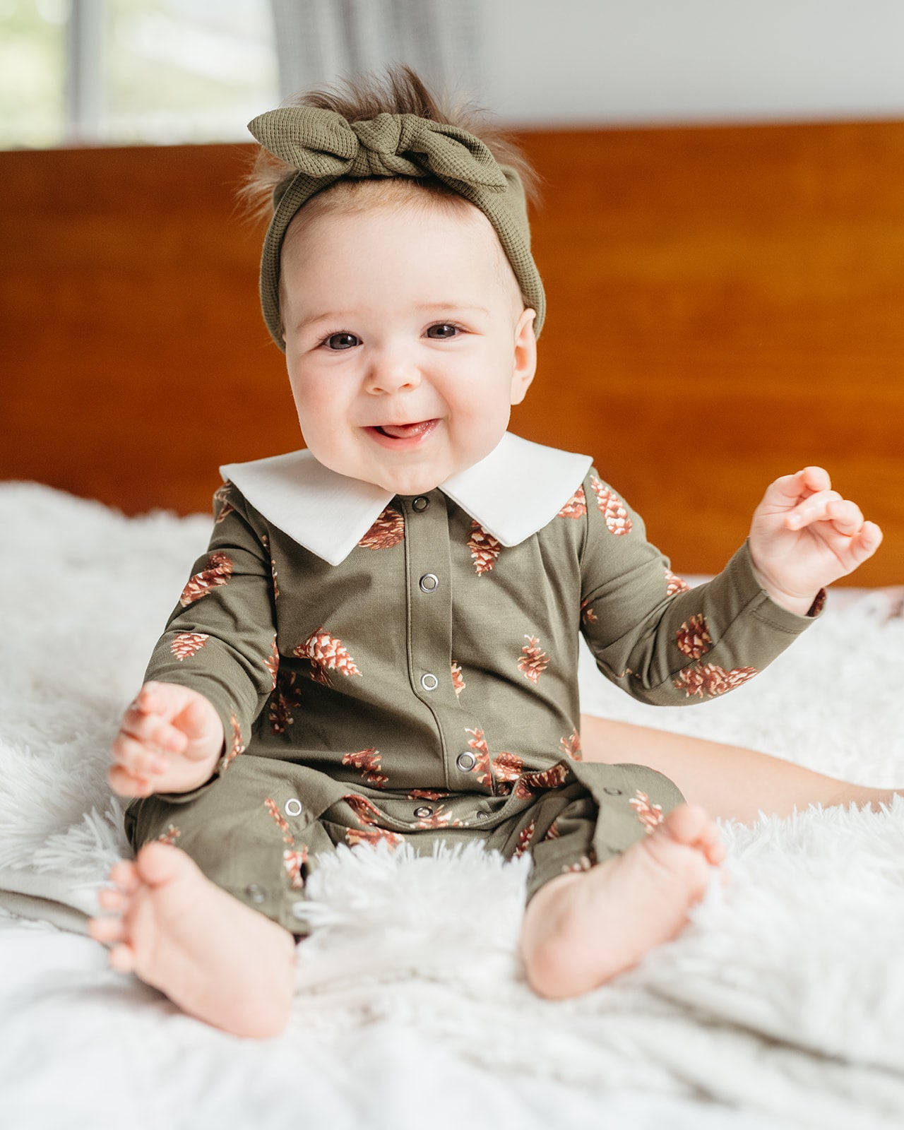 Pinecone Cotton Stretch Collar LS Jumpsuit