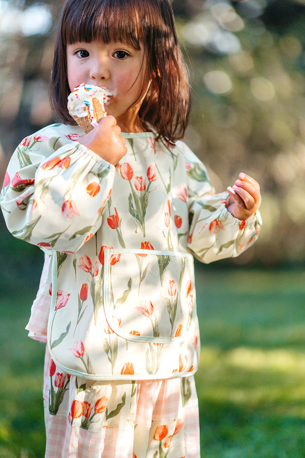 White Toucan Long Sleeve Pocket Bib