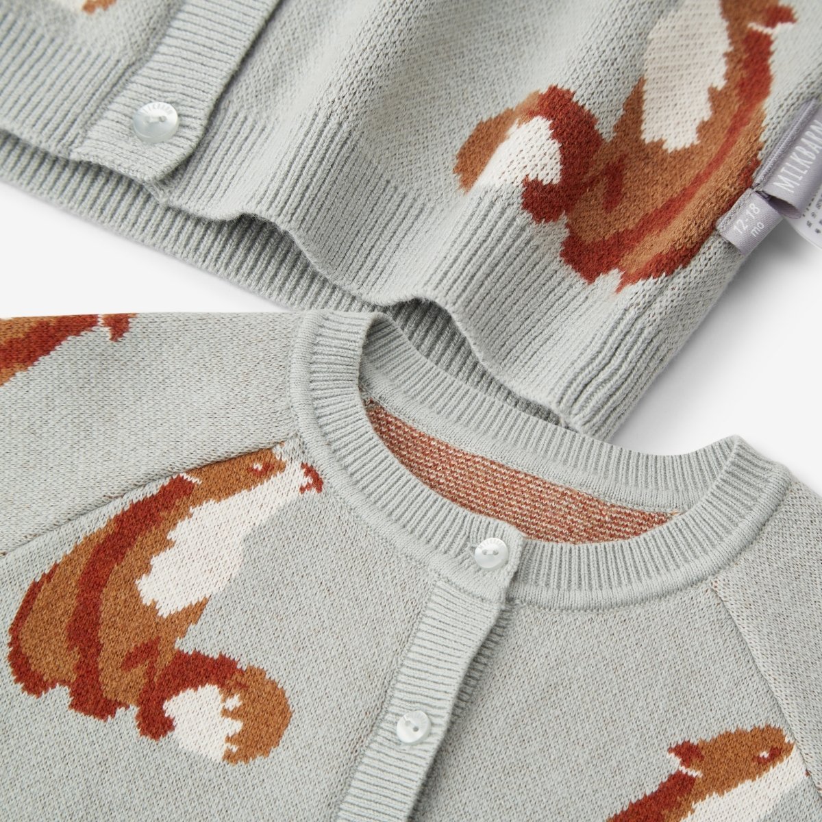 Fox Knitted Birdseye Jacquard Cardigan Detail