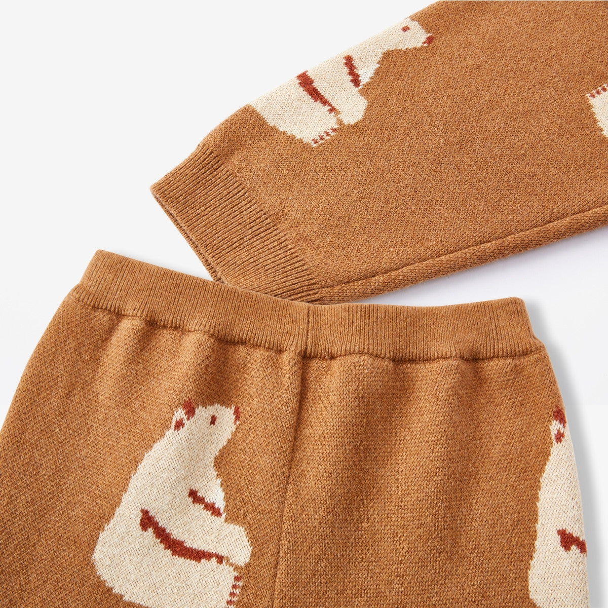 Honey Bear Knitted Birdseye Jacquard Sweatpants Waist and Leg Detail
