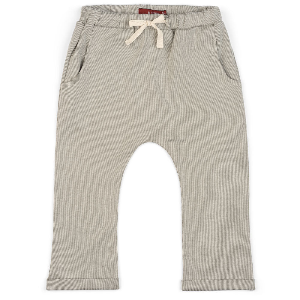 Baby or Child's Jogger and Lounge Pant in a Organic Cotton and Bamboo Blend Grey Pinstripe Fabric by Milkbarn Kids