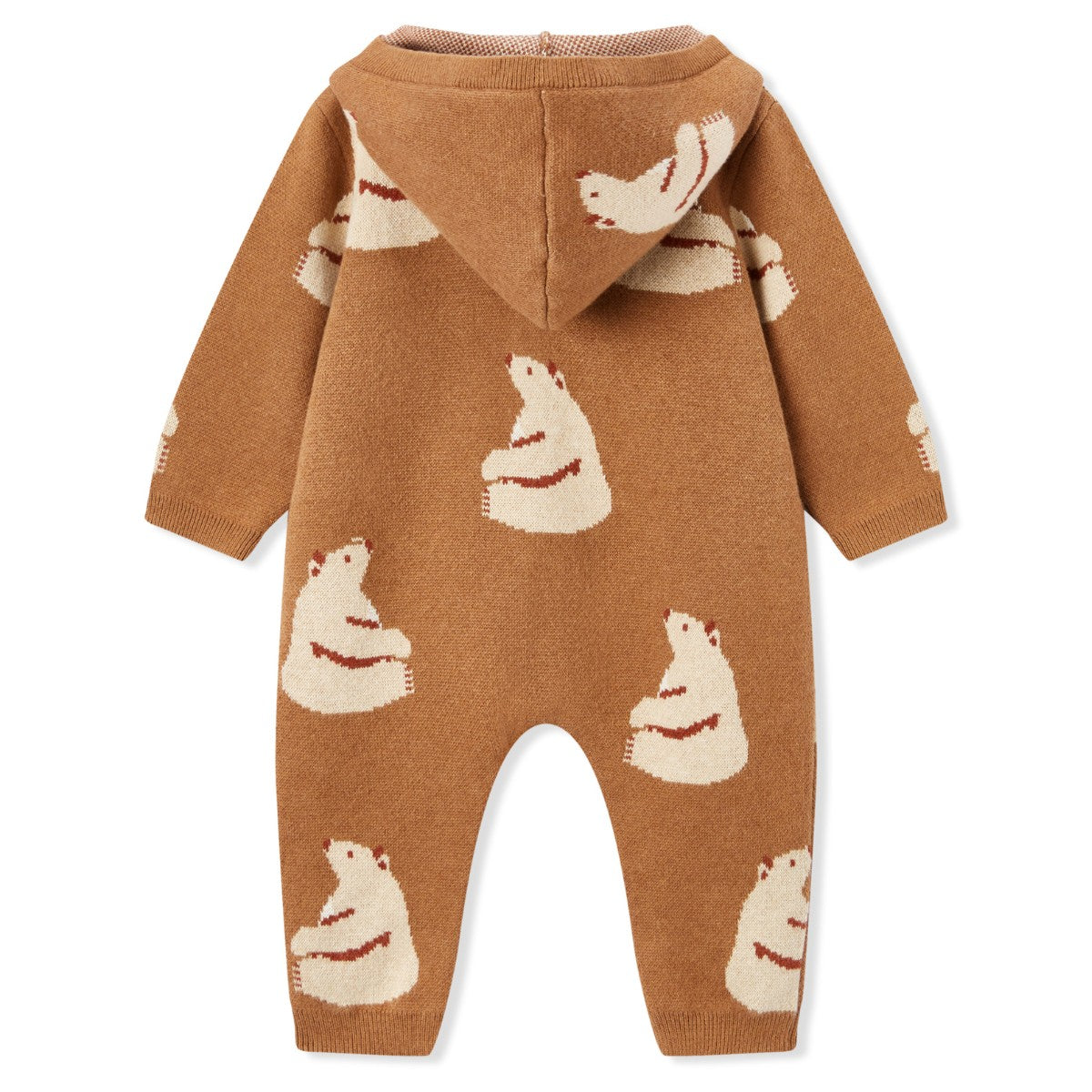 Honey Bear Knit Cashmere and Cotton Birdseye Jacquard Jumpsuit Back by Milkbarn