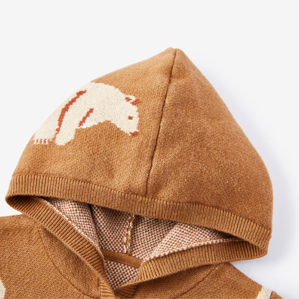 Honey Bear Knit Cashmere Jumpsuit Hood Detail