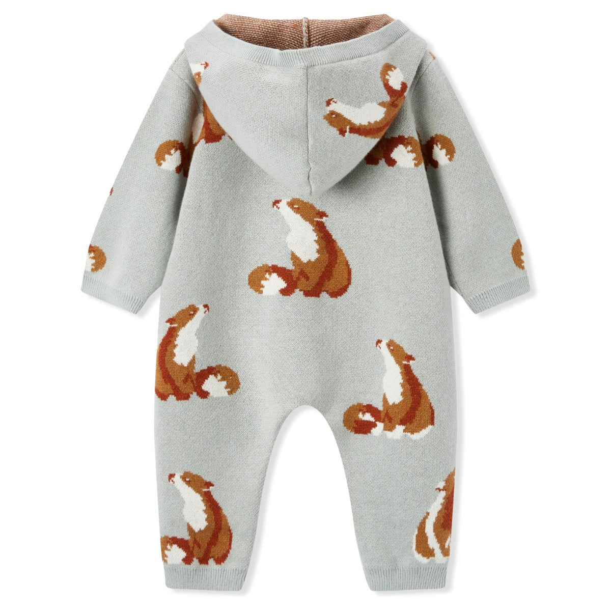 Fox Cashmere Knit Hooded Jumpsuit Back