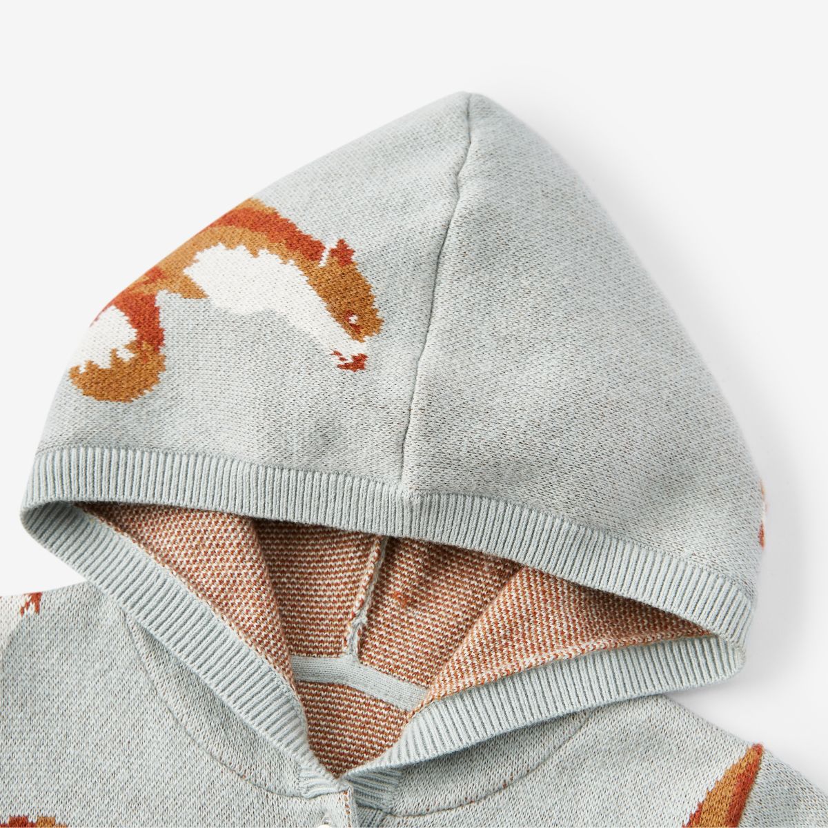 220140 - Fox Knit Hooded Jumpsuit Hood Detail