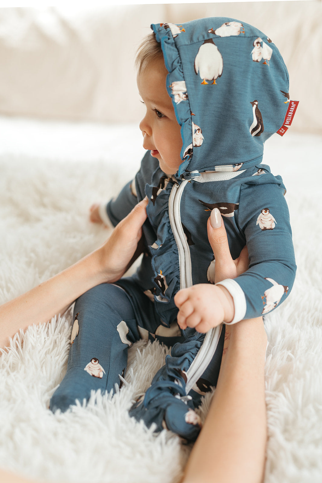 Penguin Luxe Stretch Ruffle Footed Romper
