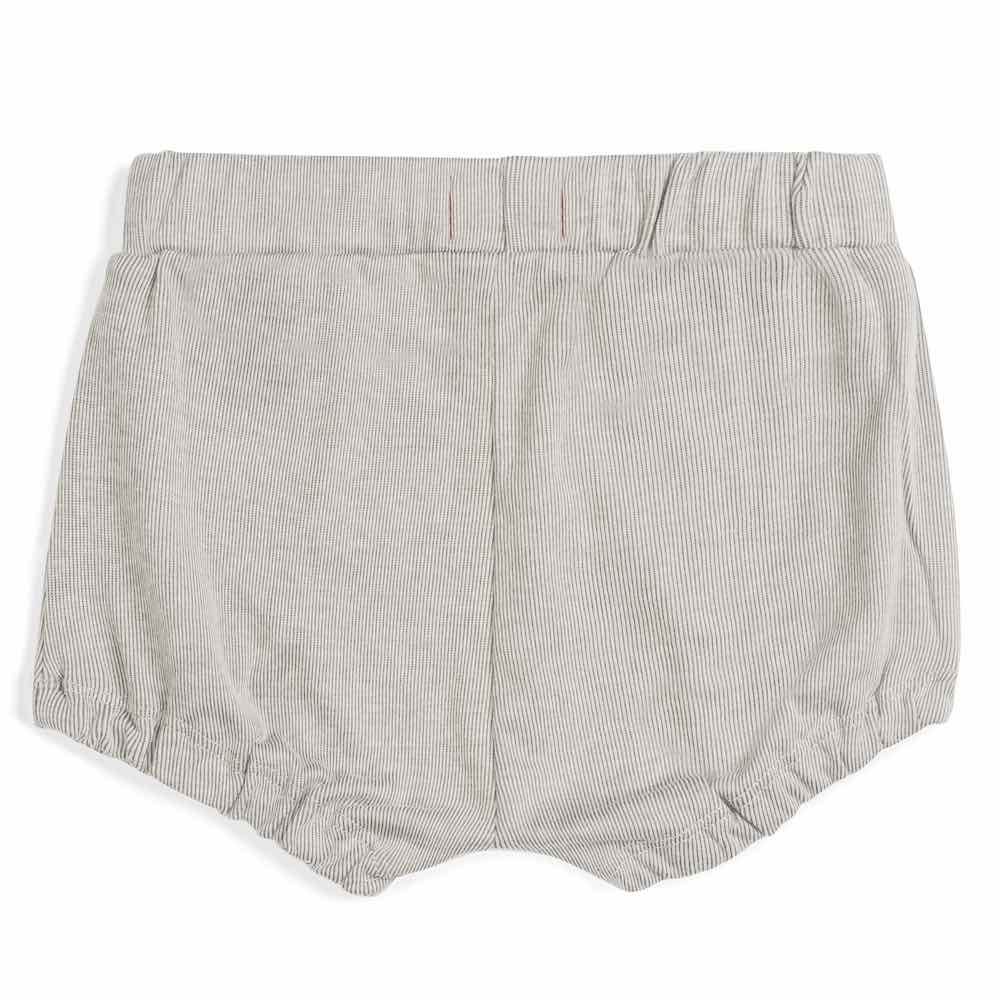 Baby Boy Pocket Bloomer with Drawstring in the Grey Pinstripe Organic Cotton and Bamboo Blend Fabric by Milkbarn Kids (Backside)