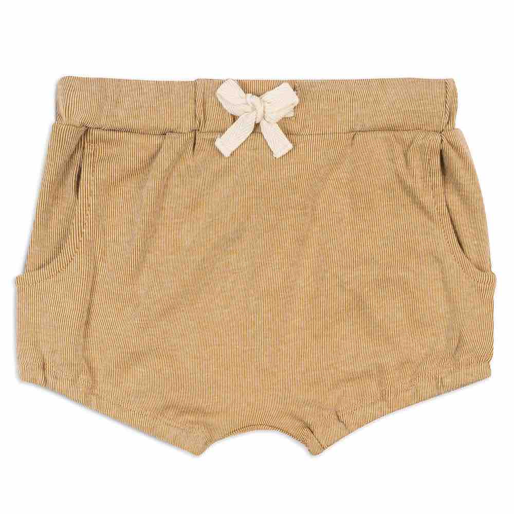 Baby Boy Pocket Bloomer with Drawstring in the Rust Pinstripe Organic Cotton and Bamboo Blend Fabric by Milkbarn Kids Front
