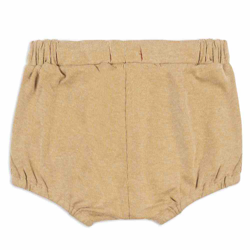 Baby Boy Pocket Bloomer with Drawstring in the Rust Pinstripe Organic Cotton and Bamboo Blend Fabric by Milkbarn Kids Backside