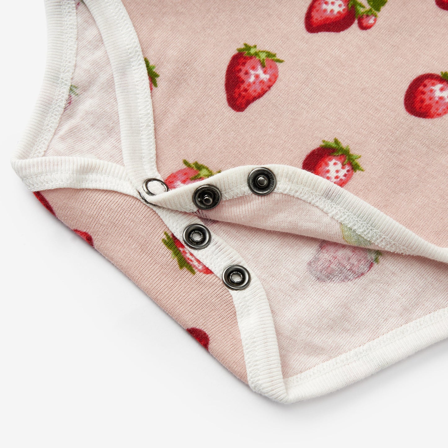 Milkbarn Kids Organic Cotton Cotton Ruffle One Piece baby Apparel One Piece in Strawberry fabric Other View