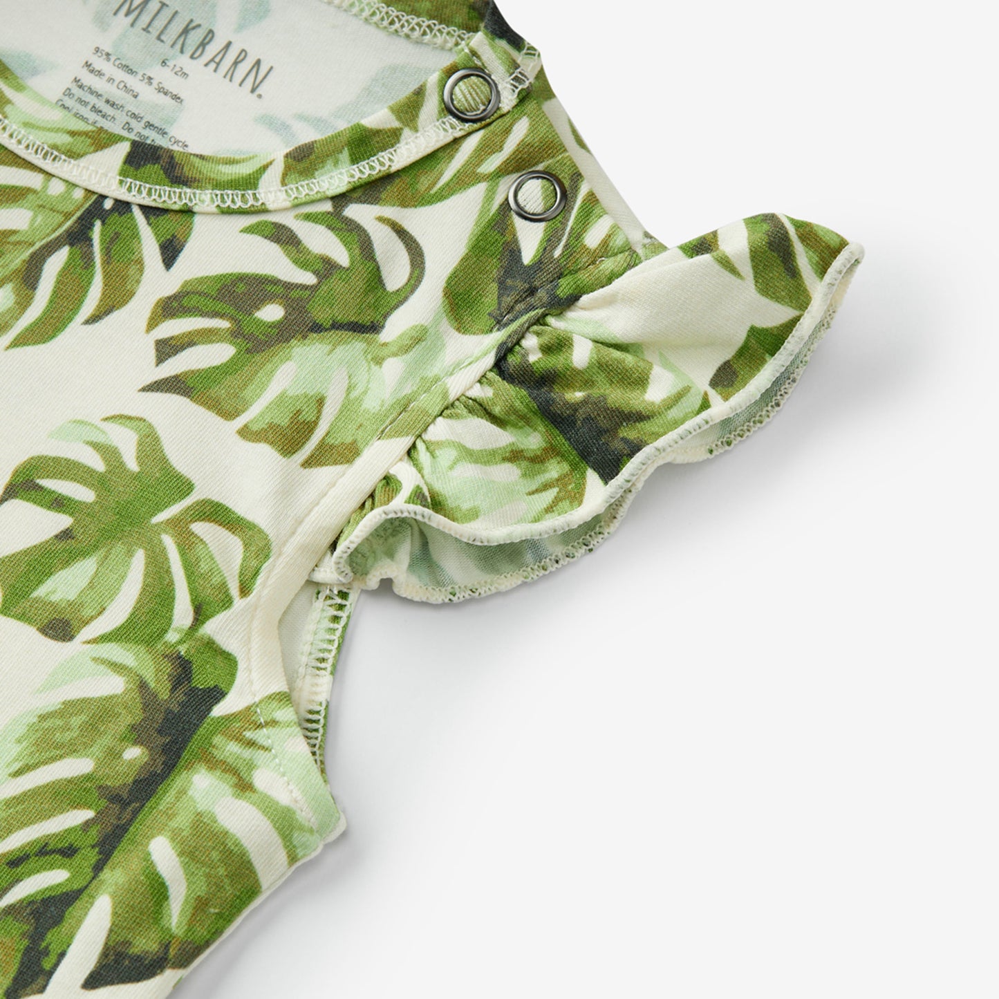 Island Leaf Cotton Stretch Ruffle One Piece
