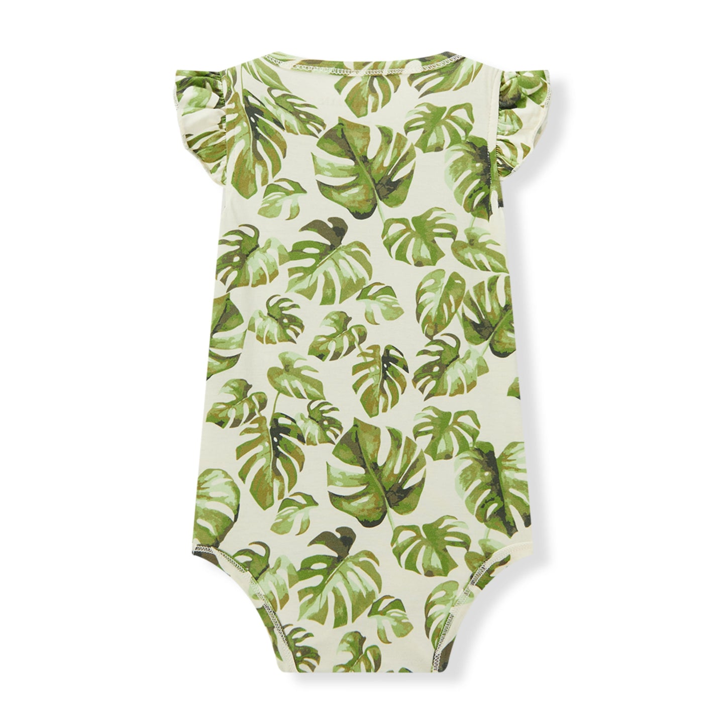 Island Leaf Cotton Stretch Ruffle One Piece