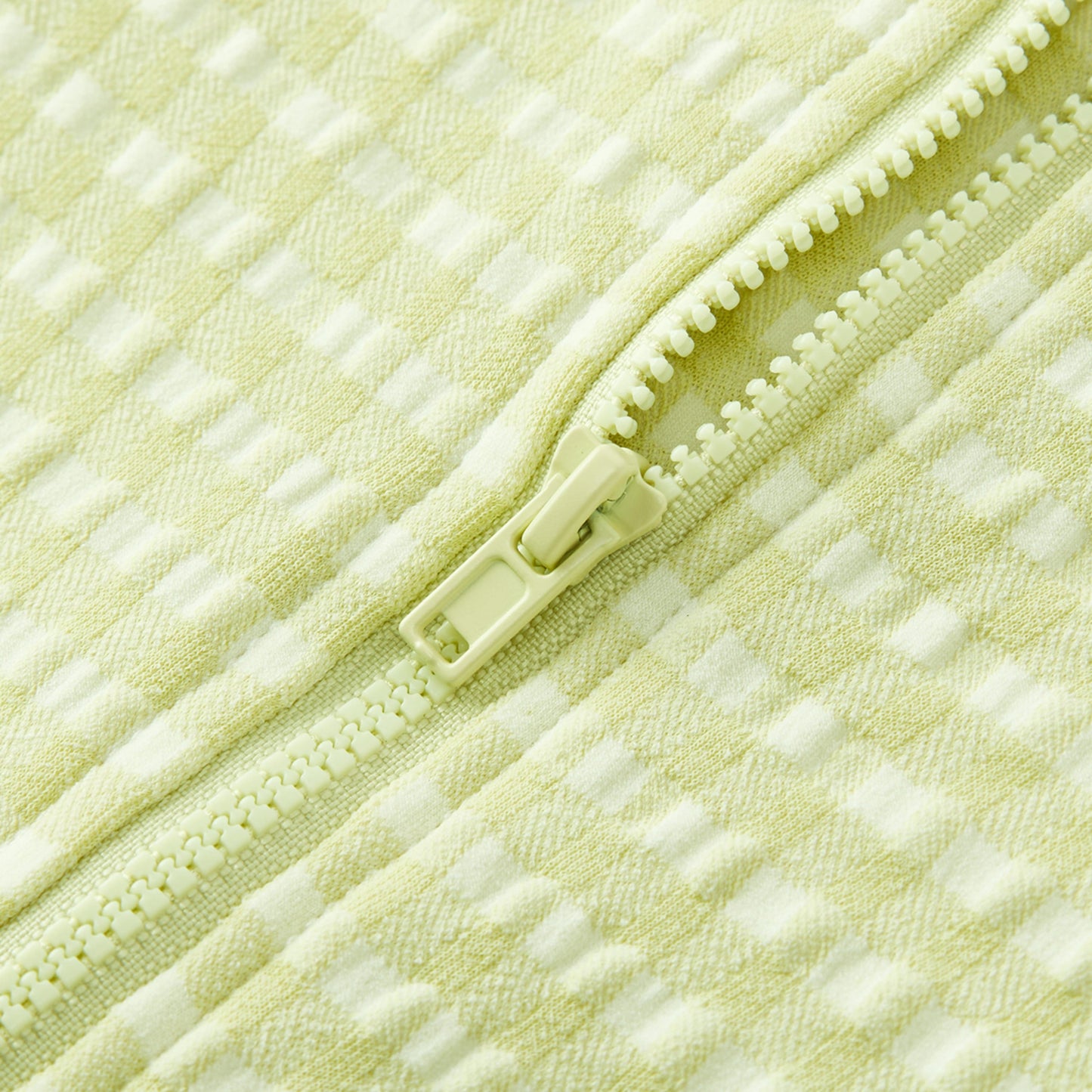Green Gingham Zipper Shortall Swimsuit