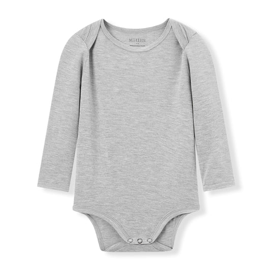 Grey Melange Luxe Solid Long Sleeve One Piece