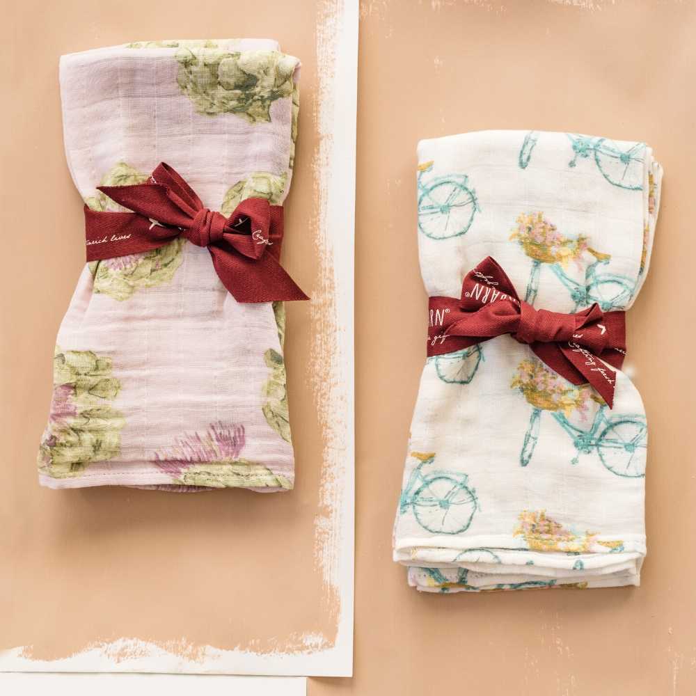 Organic Cotton or Bamboo Muslin Burp Cloths by Milkbarn Kids