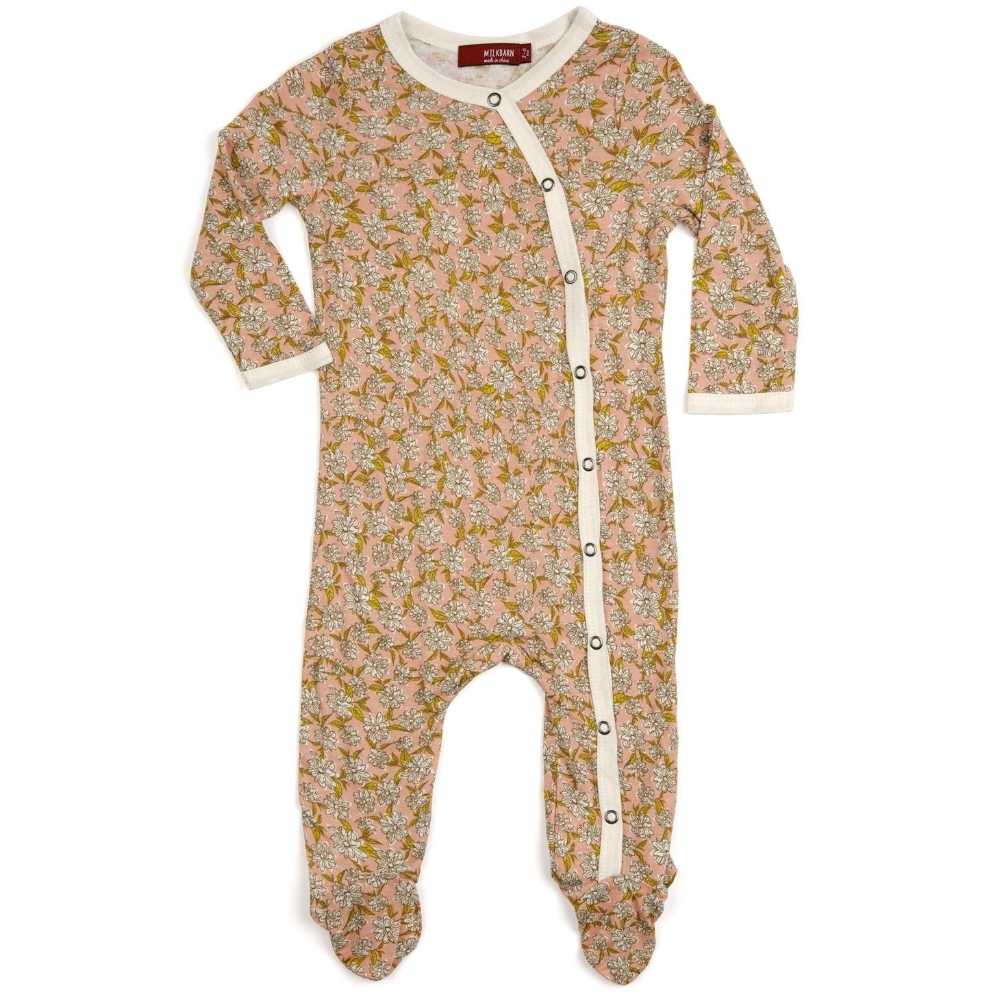 Milkbarn Kids Bamboo Baby Footed Romper Jumpsuit or Footie in the Rose Floral Print