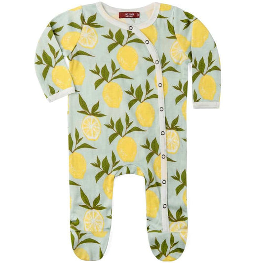 Milkbarn Kids Organic Baby Footed Romper Jumpsuit or Footie in the Lemon Print