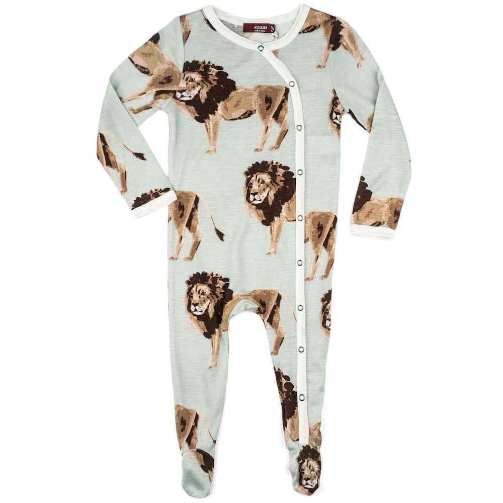 Milkbarn Kids Bamboo Baby Footed Romper or Footie in the Lion Print