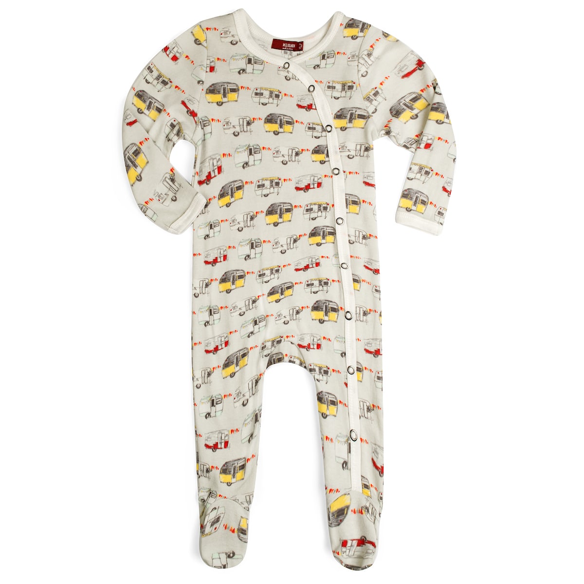 Vintage Trailers Organic Snap Footed Romper