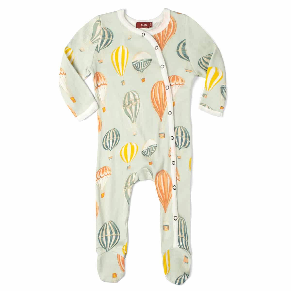 Vintage Balloons Organic Snap Footed Romper