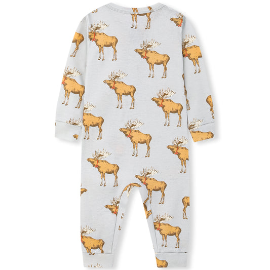 Organic Cotton Zipper Pajama Moose