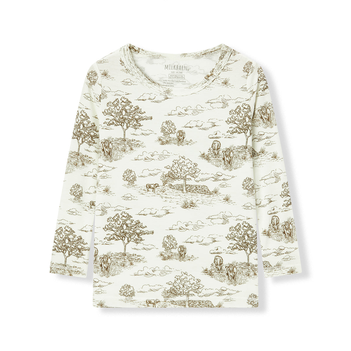 Country Toile Luxe Stretch Long Sleeve Two Piece Pajama Set