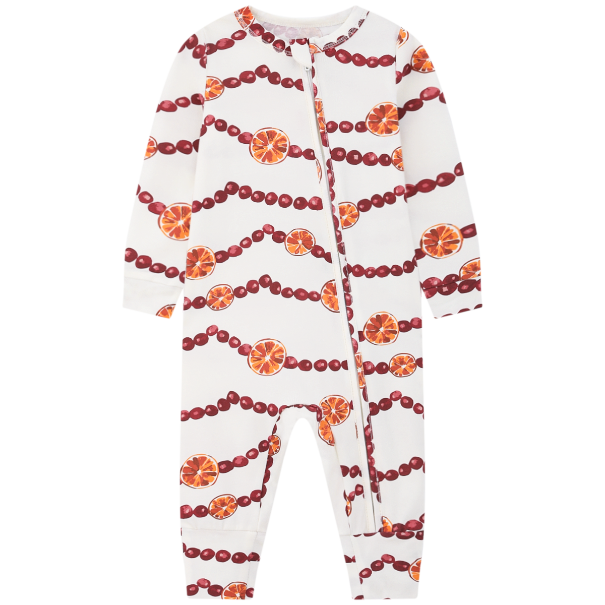 Cotton Stretch Convertible Footed Romper Cranberry Garland