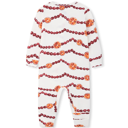 Cotton Stretch Convertible Footed Romper Cranberry Garland