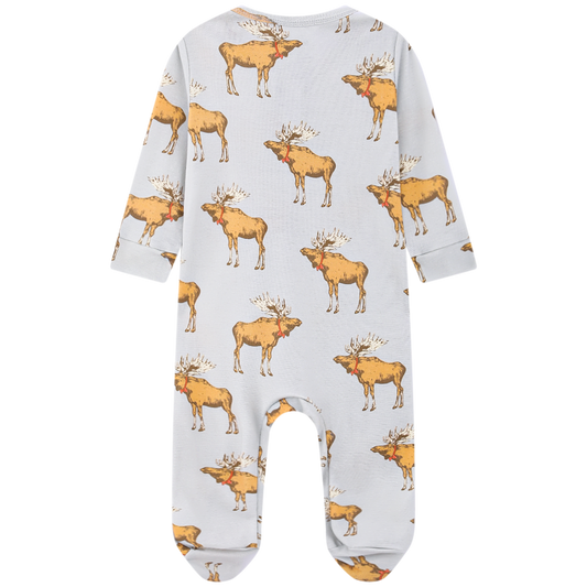 Organic Cotton Zipper Footed Romper Moose
