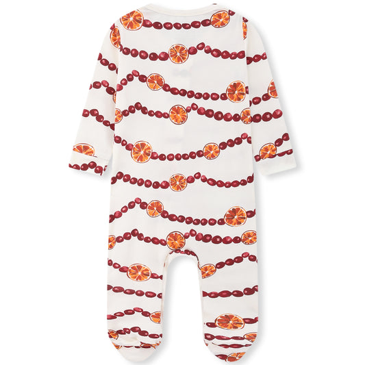 Cotton Stretch Zipper Footed Romper Cranberry Garland