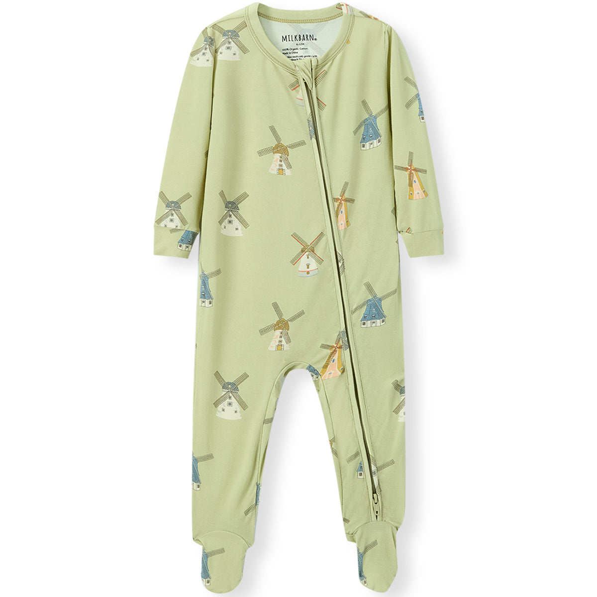 Luxe Stretch Zipper Footed Romper Windmill