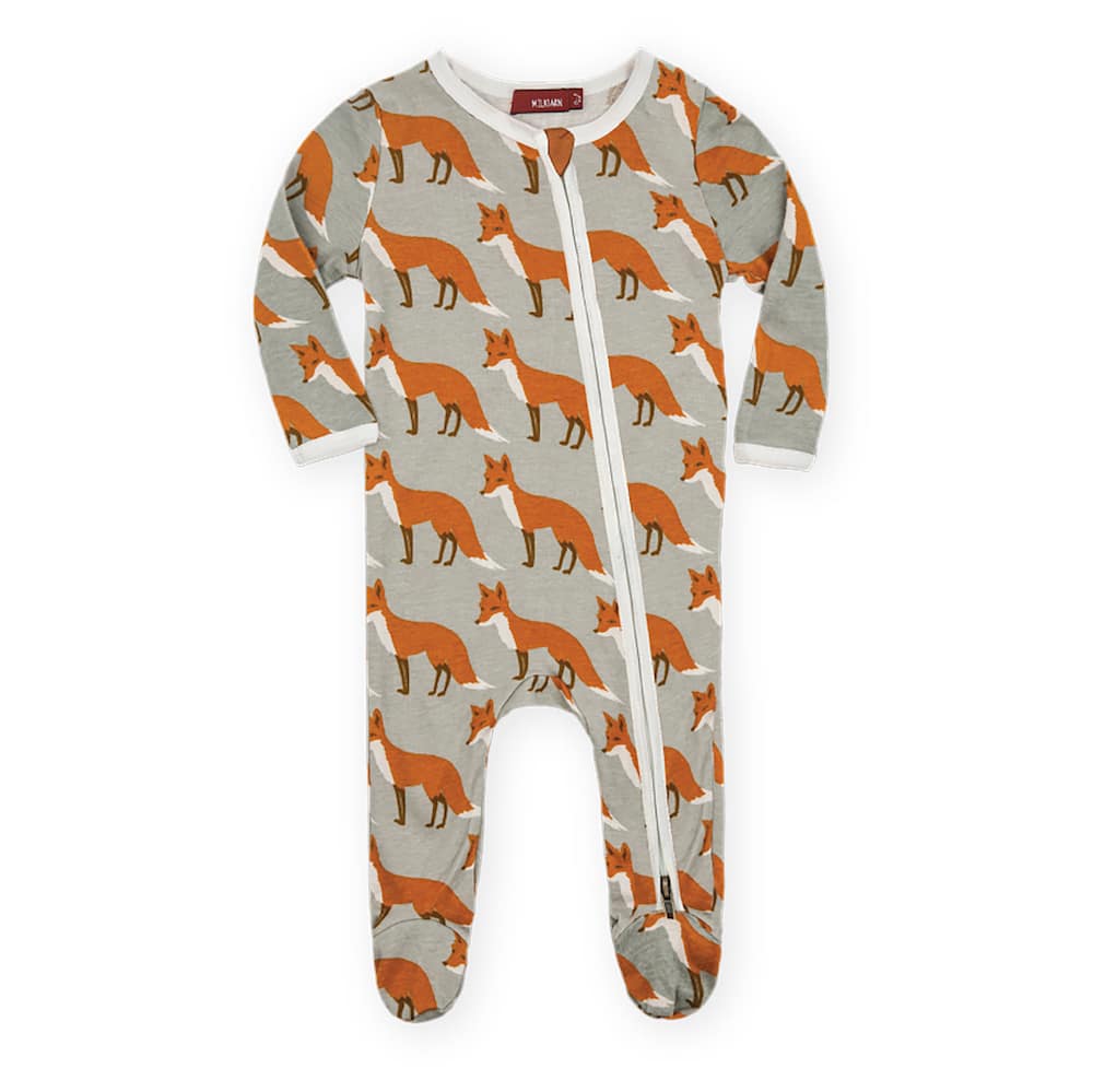 Orange Fox Zipper Footed Romper by Milkbarn Kids