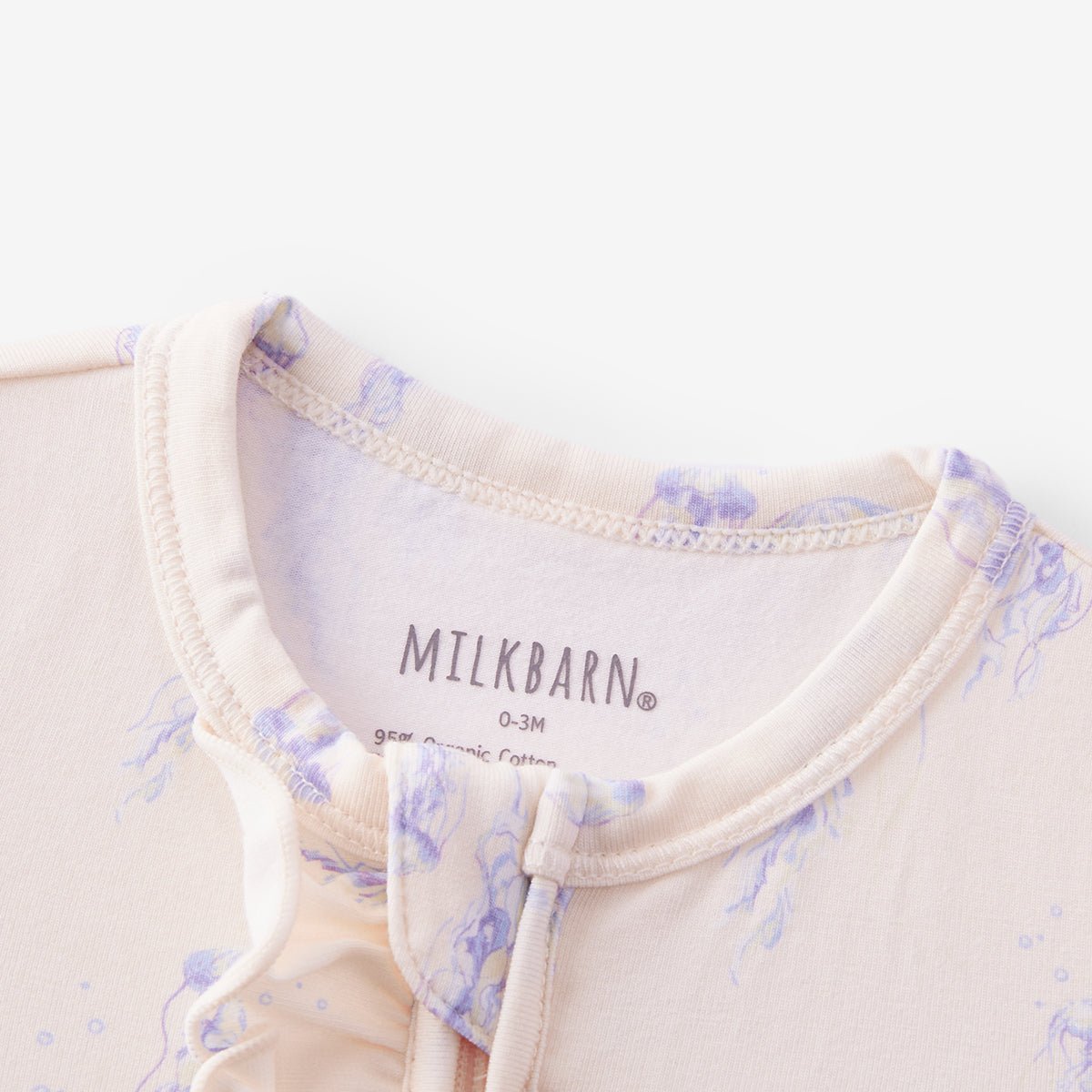 sunset jellyfish cotton stretch ruffle footed romper