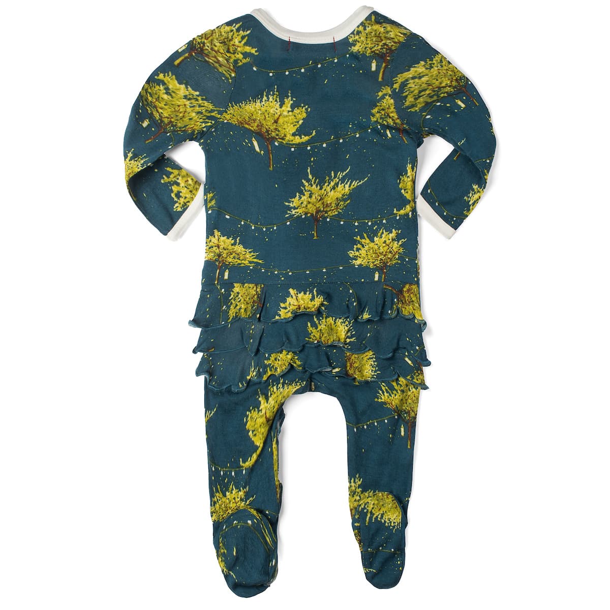 Firefly Bamboo Ruffle Zipper Footed Romper Back