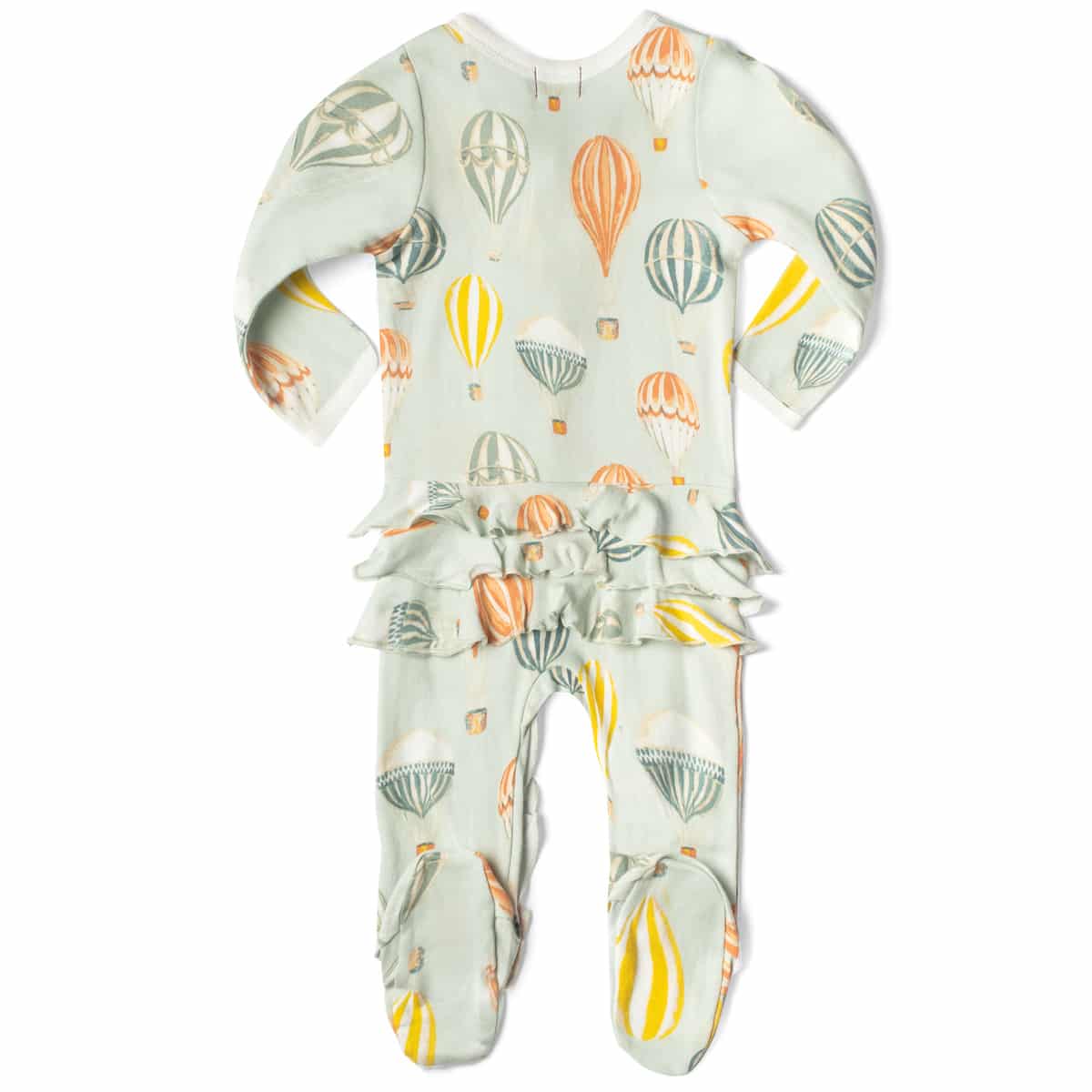 Vintage Balloons Organic Euffle Zipper Footed Romper Back
